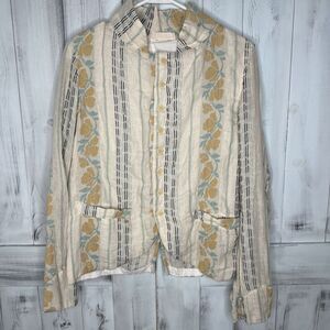 CP SHADES DREE FLORAL STRIPE LINEN BLEND BUTTON UP LIGHTWEIGHT BLAZER JACKET S‎
